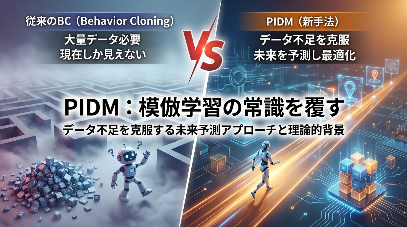 データ不足を克服！PIDMが模倣学習の常識を変える理由：予測的逆動力学モデルのバイアス-バリアンスのトレードオフ | Scholar Compass