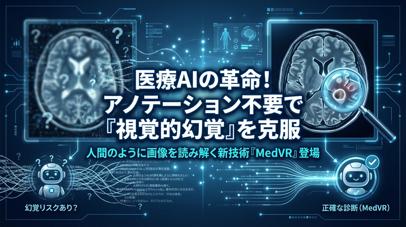 医療AIの「視覚的幻覚」を克服！アノテーション不要で人間のように画像を読み解くMedVR | Scholar Compass
