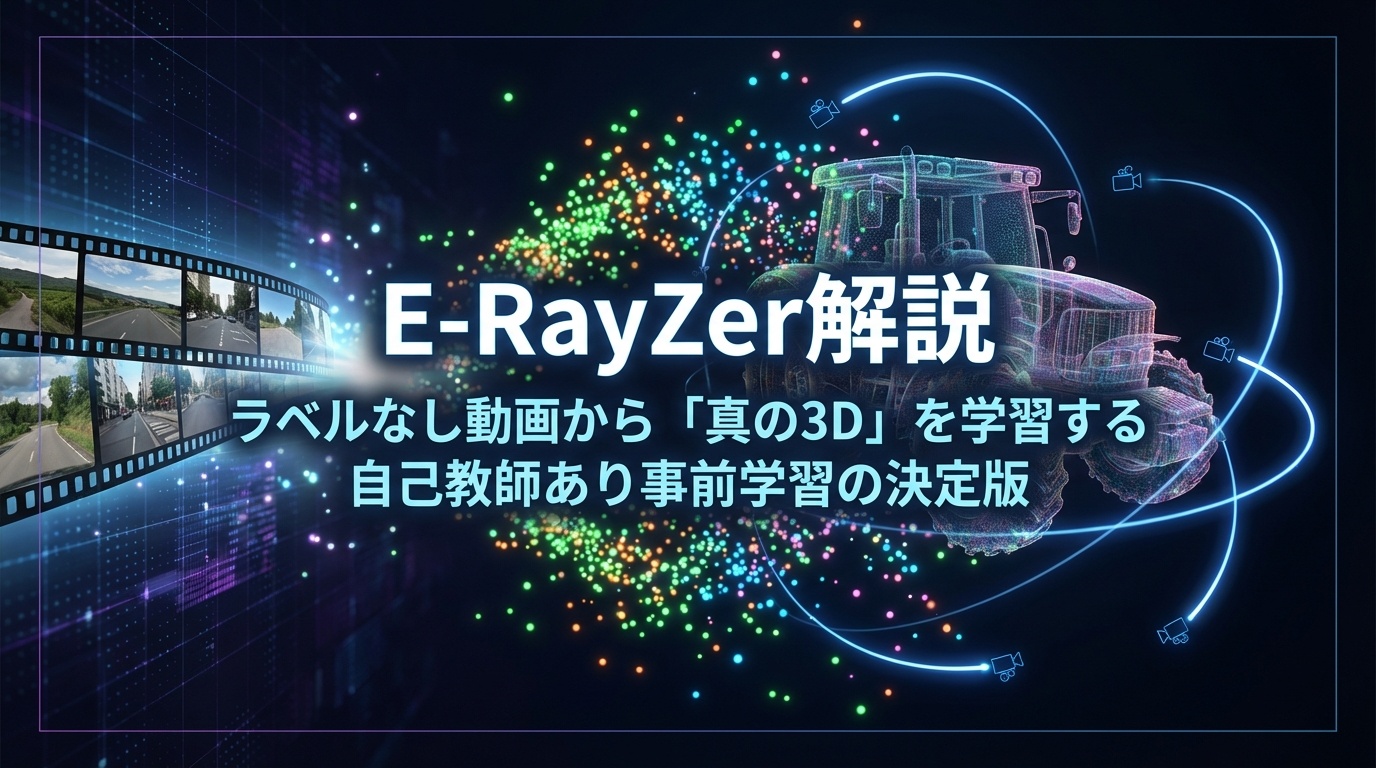 E-RayZer解説：ラベルなし動画から「真の3D」を学習する自己教師あり事前学習の決定版 | Scholar Compass