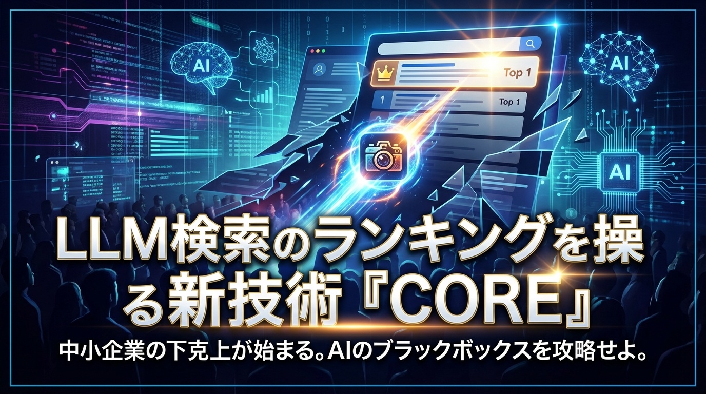 LLM検索のランキングを操る新技術「CORE」：中小企業もトップ表示を狙えるか？ | Scholar Compass