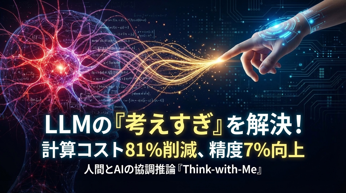 計算コスト81%削減、精度7%向上！LLMの「考えすぎ」を解決するインタラクティブ推論「Think-with-Me」 | Scholar ...